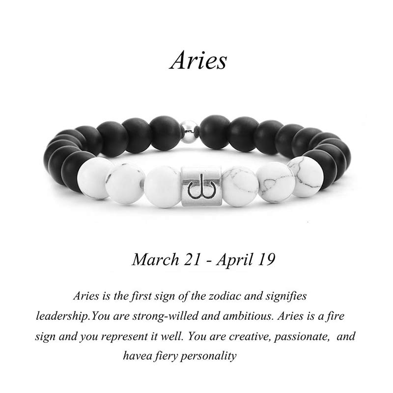 Fortune Jewel 12 Constellations of the Zodiac Natural Frosted Stone White Turquoise Bead Fortune Bracelet