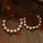Fortune Jewel Tibetan Incense Ash Porcelain Luminous Fluorescent Liuli Glass Bead Gourd Copper Coin Charm Peace Bracelet