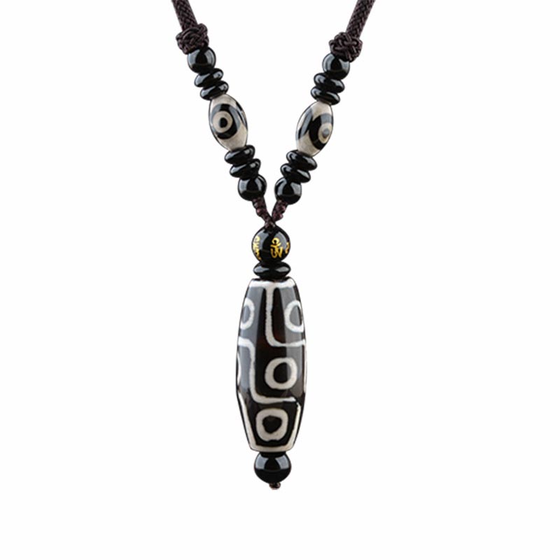 Fortune Jewel Nine-Eye Dzi Bead Wealth Protection Necklace