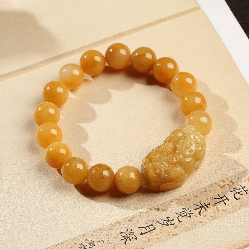 Fortune Jewel Golden Silk Jade Pixiu Wealth Bracelet