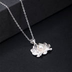 Fortune Jewel 925 Sterling Silver Lotus Flower Pearl Wealth Necklace Pendant Fortune Jewel