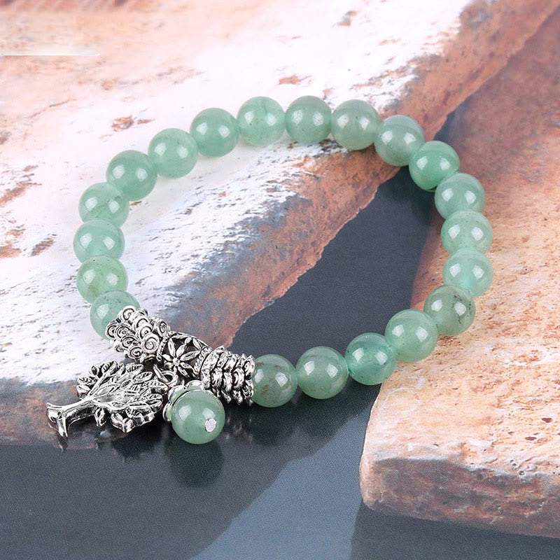 Fortune Jewel Natural Gemstone Tree of Life Lucky Charm Stretch Bracelet