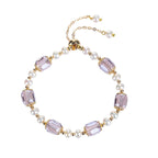 Fortune Jewel Natural Amethyst Pearl Peace Healing Chain Bracelet
