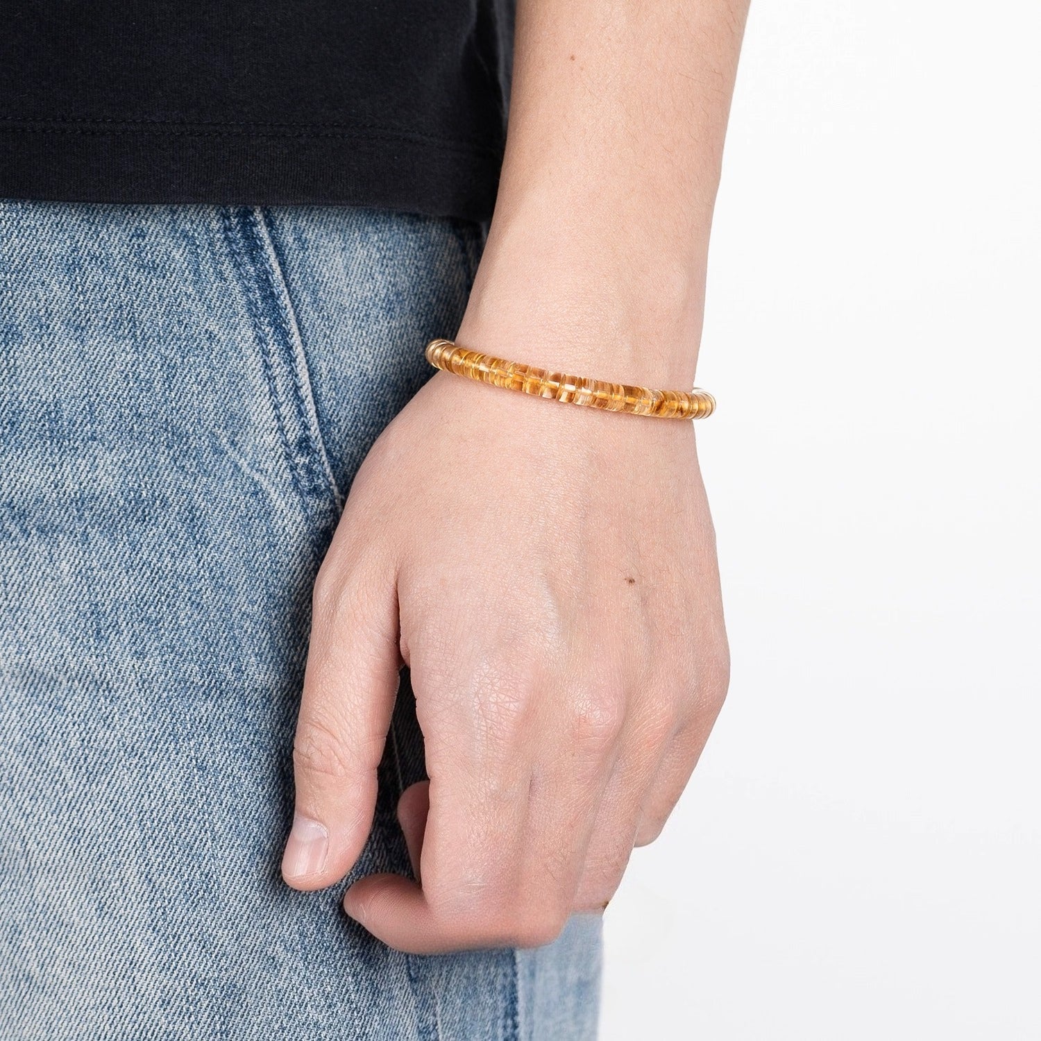 Natural Yellow Himalayan Quartz Straight-Cut Thin Slice Bracelet