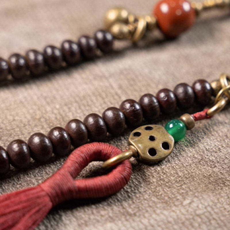 Fortune Jewel 108 Mala Beads Natural Tibet Purple Bodhi Seed Auspiciousness Bracelet