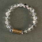Fortune Jewel White Crystal Red Hematoid Quartz Gold Rutilated Quartz Purple Phantom Protection Bracelet