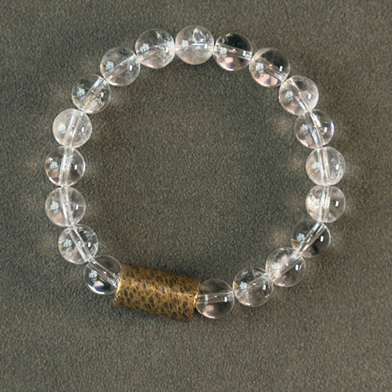 Fortune Jewel White Crystal Red Hematoid Quartz Gold Rutilated Quartz Purple Phantom Protection Bracelet