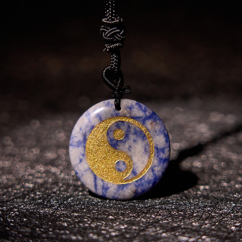 Fortune Jewel Various Crystal Amethyst Tiger Eye Green Aventurine Yin Yang Spiritual Necklace Pendant