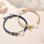 Fortune Jewel Handmade White Agate Peace Buckle Luck Happiness Protection Weave String Bracelet