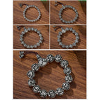 Fortune Jewel Tibetan Om Mani Padme Hum Carved Alloy Beads Amulet Bracelet