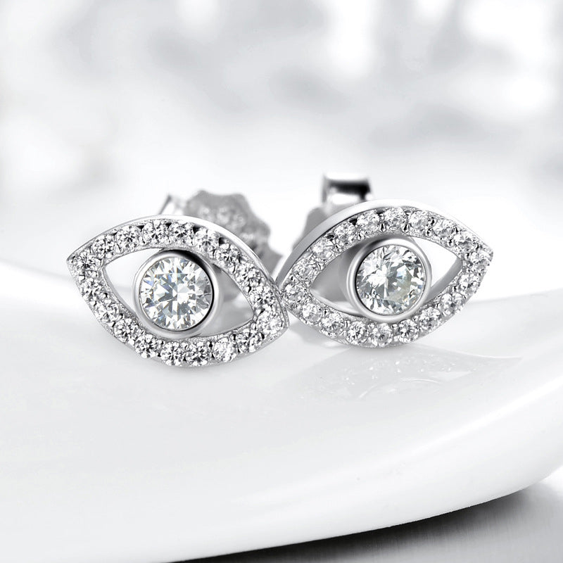 Fortune Jewel 925 Sterling Silver Evil Eye Symbol Protection Stud Earrings