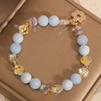 Fortune Jewel Natural Aquamarine Flower Healing Crystal Bracelet