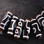 Tibetan Dzi Bead Pendant Agate Classic Black and White, Length 38mm Wide 12mm, Totem Random