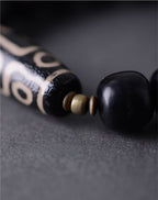 Ebony Tibetan Agate Dzi Beads Charm Bracelet