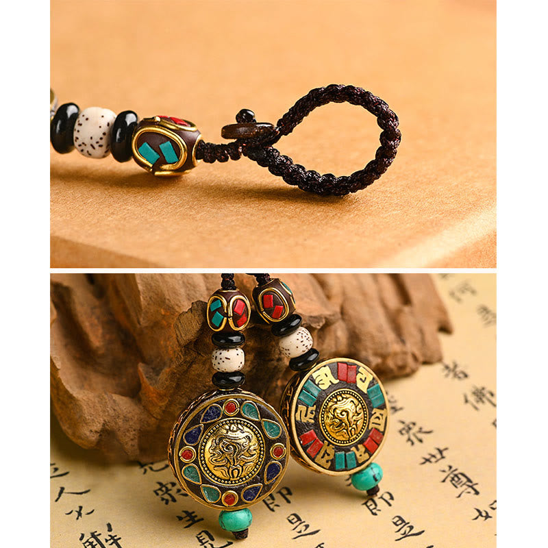 Fortune Jewel Tibetan Om Mani Padme Hum Bodhi Seed Peace Key Chain
