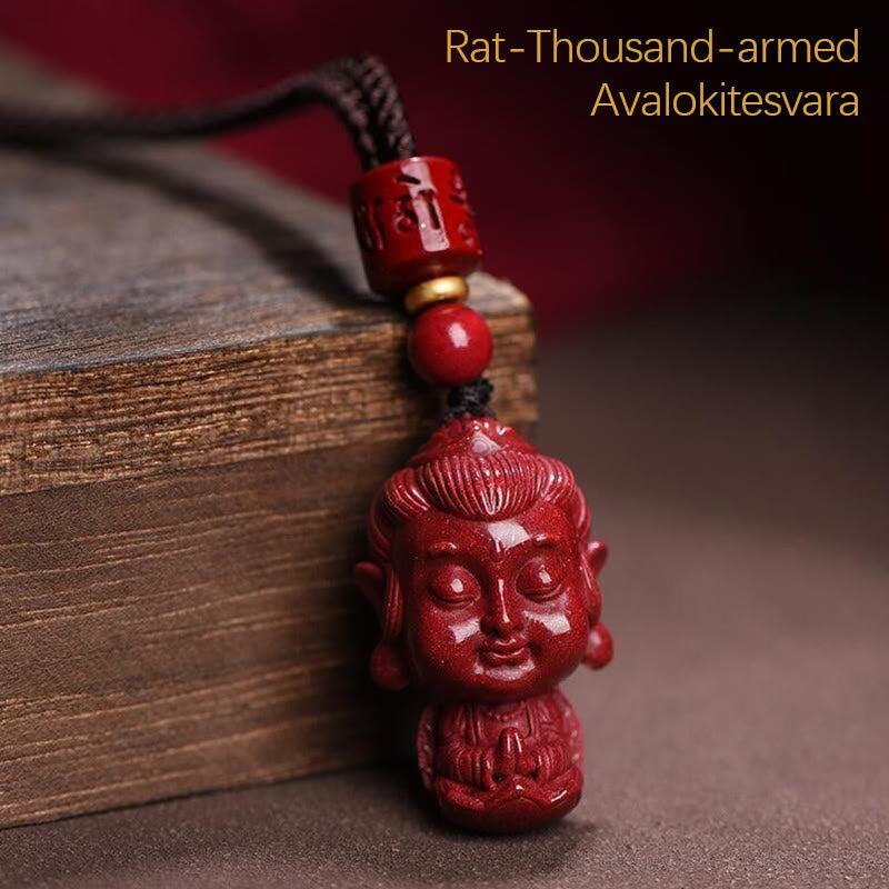 Fortune Jewel Chinese Zodiac Natal Buddha Natural Cinnabar Amulet Keep Away Evil Spirits Necklace Pendant