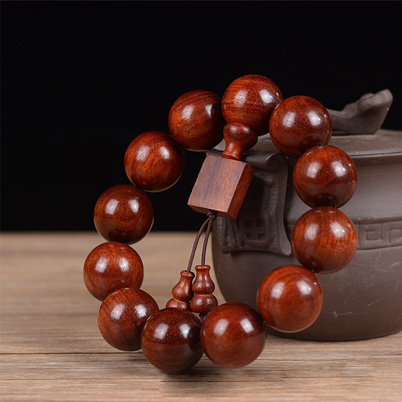 Fortune Jewel Tibetan Small Leaf Red Sandalwood Relaxation Bracelet