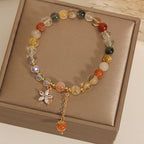 Fortune Jewel Multicolored Rutilated Quartz Auspiciousness Zircon Flower Bracelet