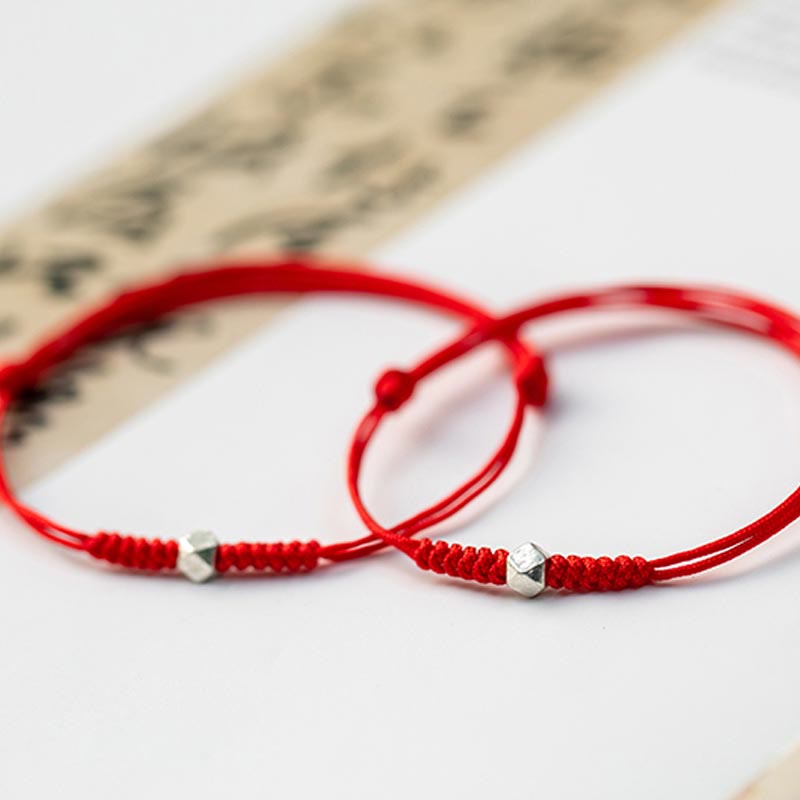 Fortune Jewel 925 Sterling Silver Luck Bead Protection Red String Braided Bracelet