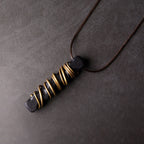 Fortune Jewel Tibet Ebony Wood Copper Balance Peace Necklace Pendant Fortune Jewel