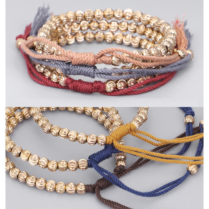 Fortune Jewel Tibetan Handmade Copper Bead Luck String Bracelet