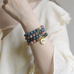 Fortune Jewel Lazurite Picasso Jasper Amazonite Rhodonite Apatite Positive Lotus Prayer Bead Bracelet