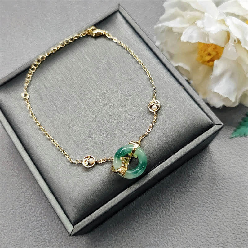Fortune Jewel Cyan Jade Koi Fish Healing Harmony Bracelet