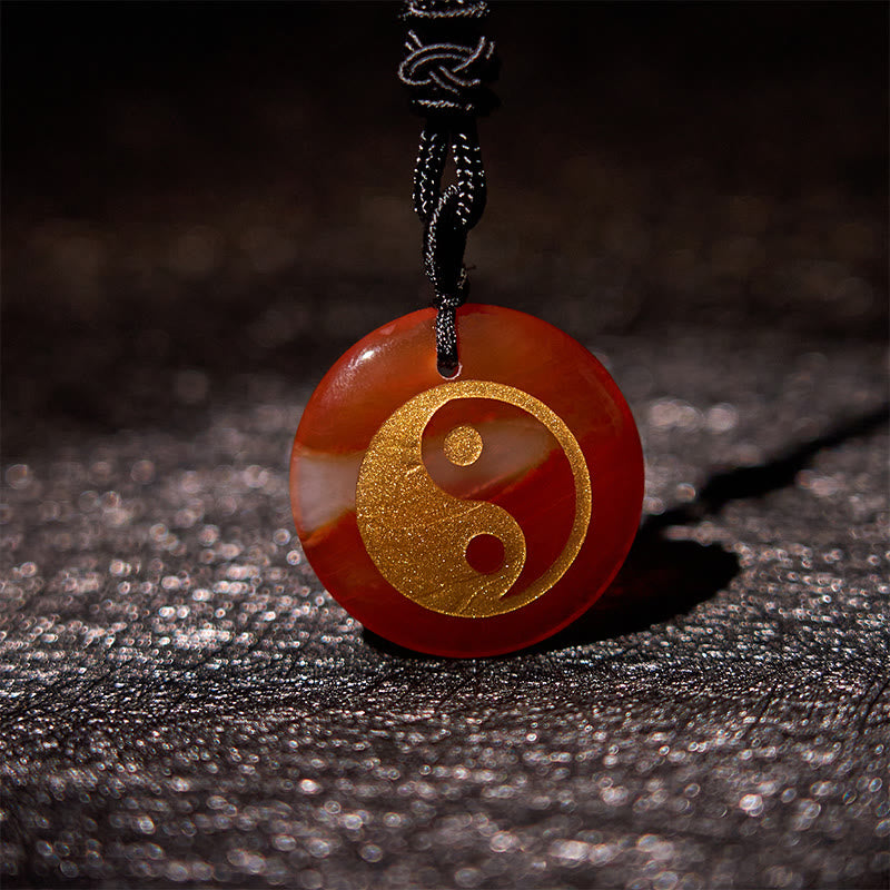 Fortune Jewel Various Crystal Amethyst Tiger Eye Green Aventurine Yin Yang Spiritual Necklace Pendant