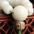 Fortune Jewel White Jade Bodhi Lotus Mala Harmony Necklace Bracelet