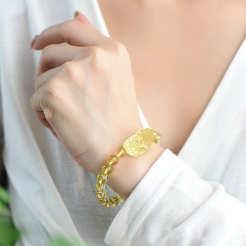 Fortune Jewel FengShui Citrine PiXiu Wealth Bracelet