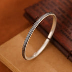 Fortune Jewel Vintage 999 Sterling Silver Auspicious Clouds Design Luck Bracelet Bangle