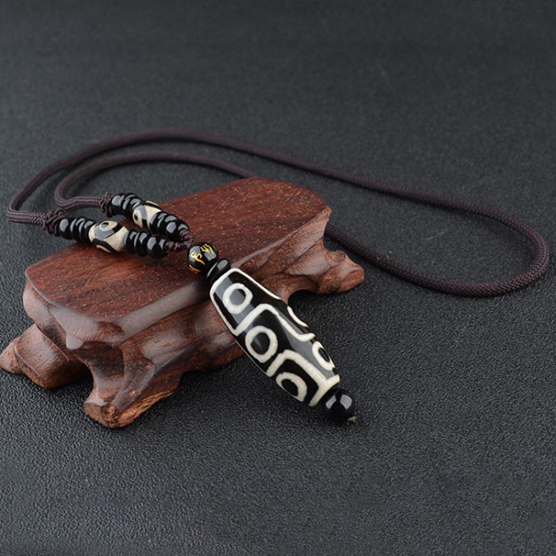 Fortune Jewel Nine-Eye Dzi Bead Wealth Protection Necklace