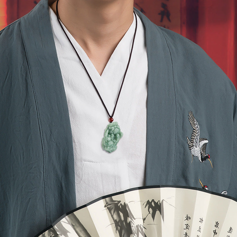 Fortune Jewel Jade PiXiu Wealth Luck String Necklace Pendant