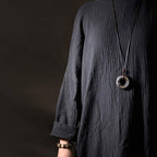 Fortune Jewel Zen Circle Ebony Wood Peace Calm Necklace Pendant Fortune Jewel