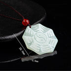 Fortune Jewel Natural Jade Bagua Yin Yang Luck Necklace Pendant Fortune Jewel