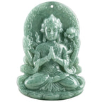 Fortune Jewel Four-armed Avalokitesvara Natural Jade Amulet Blessing String Necklace Fortune Jewel