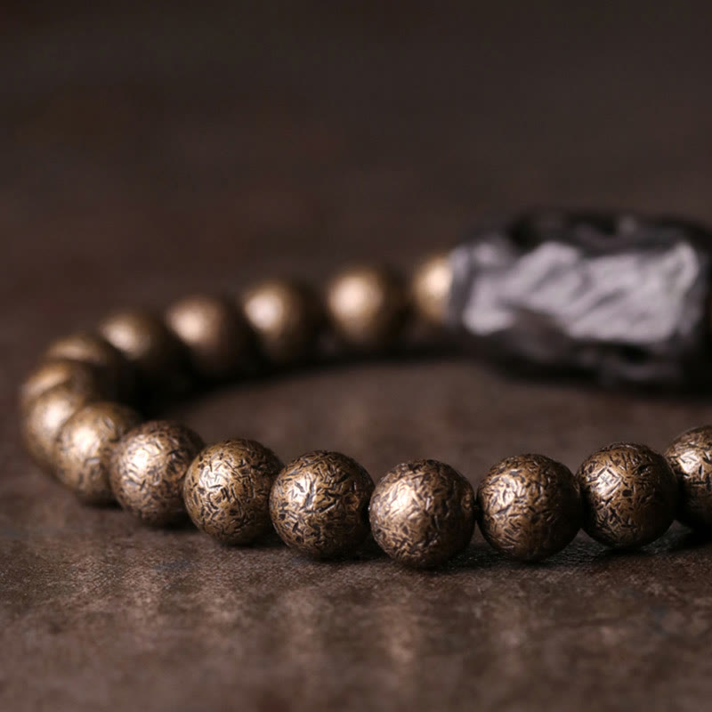 Fortune Jewel Tibet Ebony Wood Copper Peace Balance Beaded Bracelet