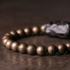 Fortune Jewel Tibet Ebony Wood Copper Peace Balance Beaded Bracelet