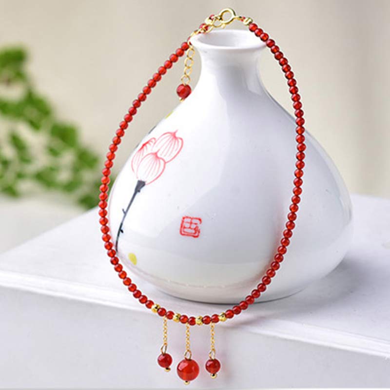 Fortune Jewel Red Agate Confidence Calm Anklet