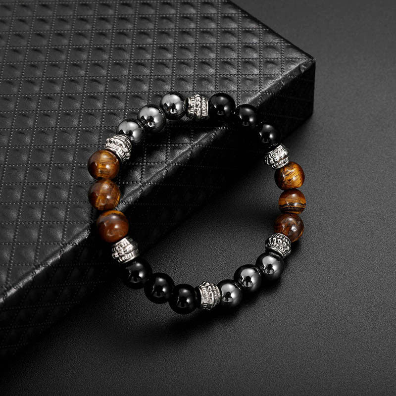 Fortune Jewel Tiger Eye and Hematite Good Luck and Healing Bracelet