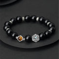 Fortune Jewel 925 Sterling Silver Black Obsidian Tiger Eye Eye of Providence Purification Bracelet