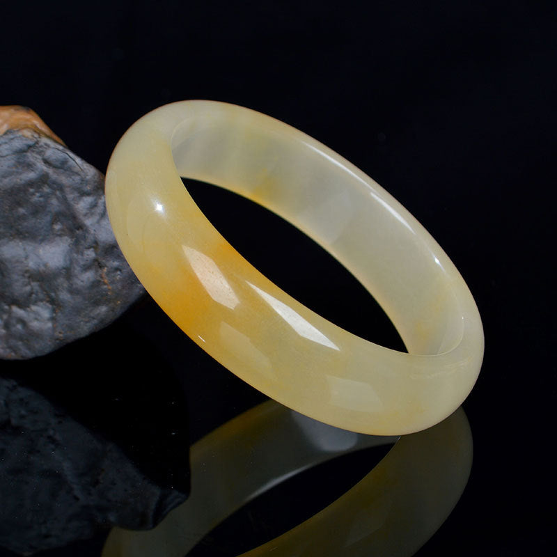 Fortune Jewel Natural Golden Silk Jade Luck Wealth Bracelet Bangle