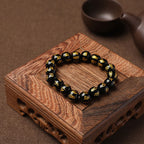 Fortune Jewel Tibet White Crystal Black Onyx Om Mani Padme Hum Meditation Bracelet