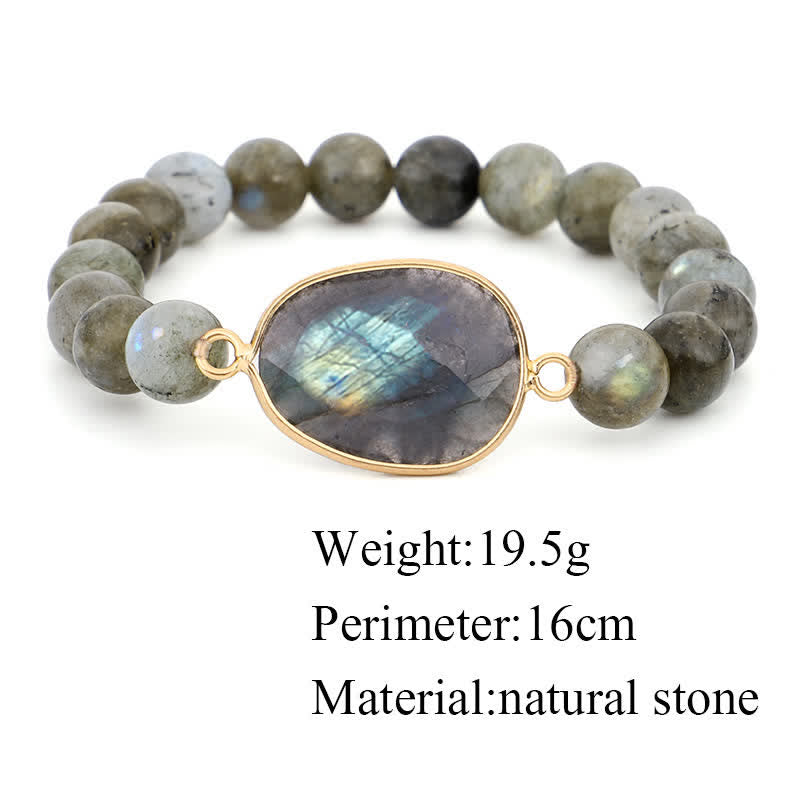 Fortune Jewel Natural Labradorite Moonstone Support Healing Beaded Bracelet