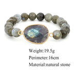 Fortune Jewel Natural Labradorite Moonstone Support Healing Beaded Bracelet