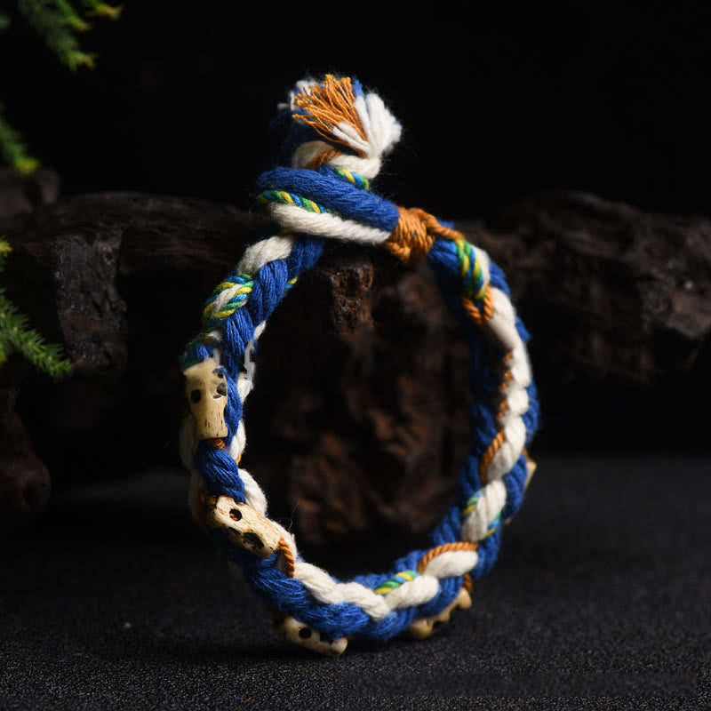 Fortune Jewel Tibetan Zakiram Goddess of Wealth Bead Engraved Handmade Luck Bracelet