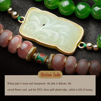 Fortune Jewel 108 Mala Beads Cyan Jade Red Agate Laughing Buddha Luck Bracelet Fortune Jewel