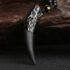 Fortune Jewel Natural Ice Obsidian Wolf Tooth Pattern Courage Necklace Pendant