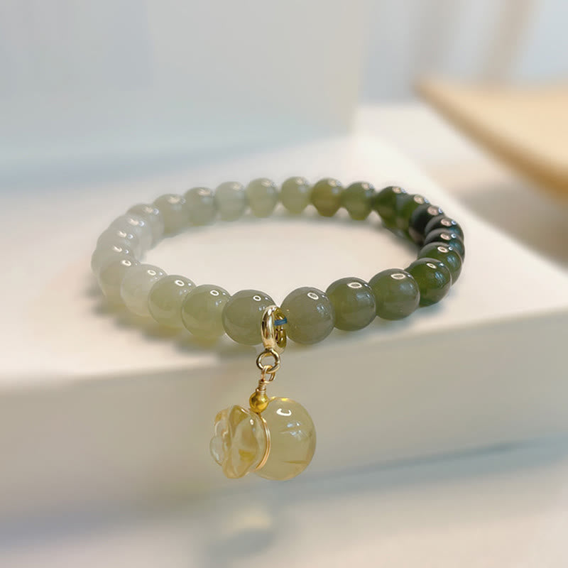 Fortune Jewel Natural Hetian Jade Money Bag Charm Bead Prosperity Bracelet