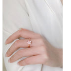Fortune Jewel 925 Sterling Silver Cherry Blossom Blessing Chain Bracelet Rotatable Ring